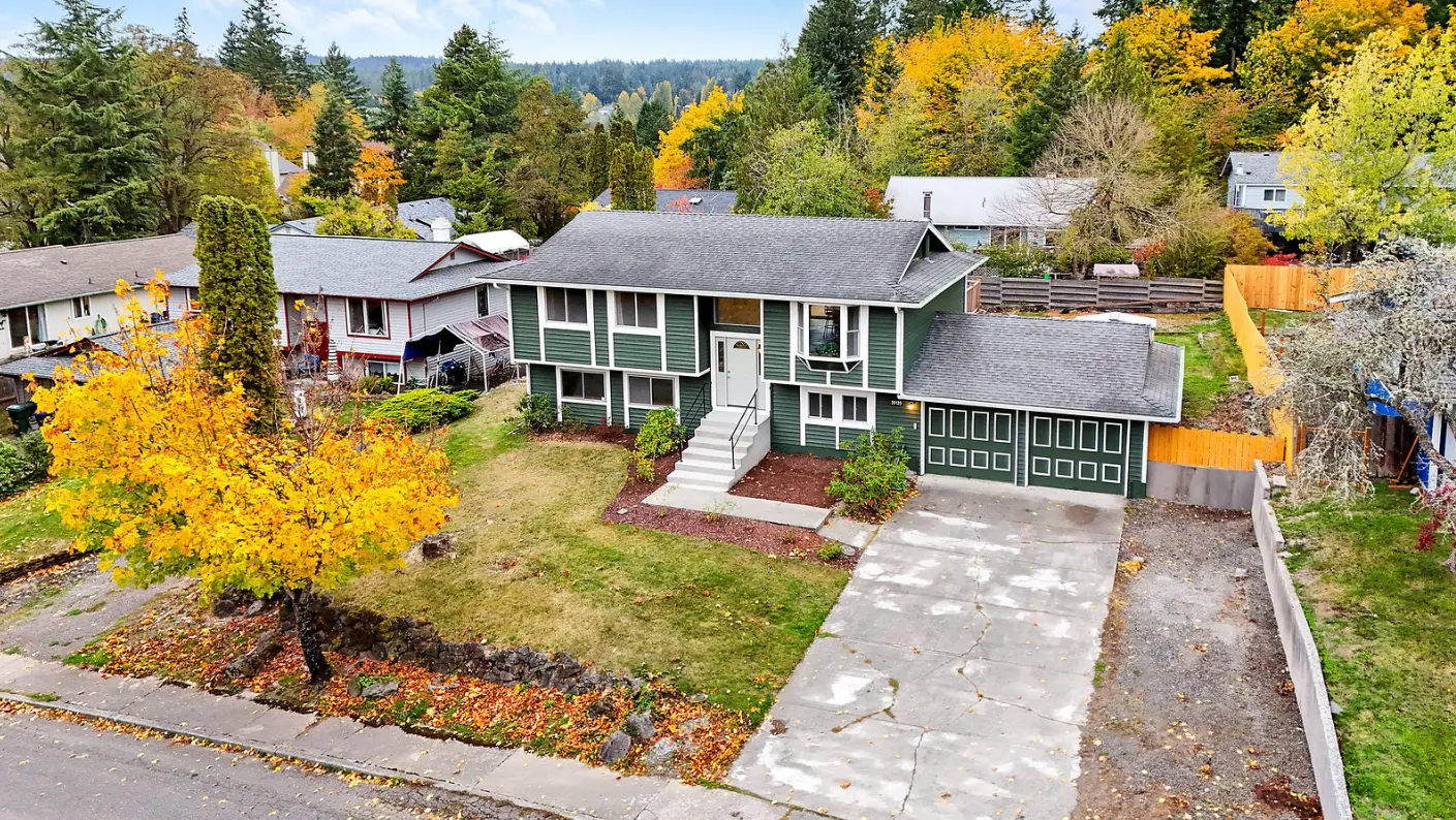 Aerial view of a single-family home